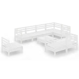 NNEVL 9 Piece Garden Lounge Set Solid Pinewood White