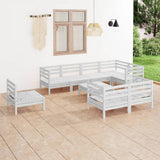 NNEVL 9 Piece Garden Lounge Set Solid Pinewood White