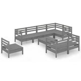 NNEVL 9 Piece Garden Lounge Set Solid Pinewood Grey
