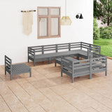 NNEVL 9 Piece Garden Lounge Set Solid Pinewood Grey
