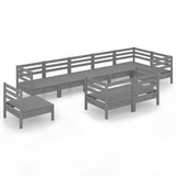 NNEVL 9 Piece Garden Lounge Set Solid Pinewood Grey