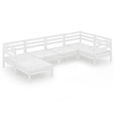 NNEVL 6 Piece Garden Lounge Set Solid Pinewood White