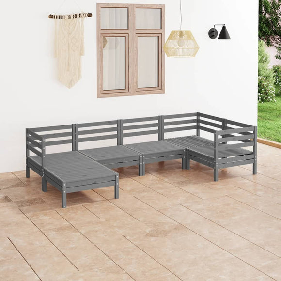 NNEVL 6 Piece Garden Lounge Set Solid Pinewood Grey