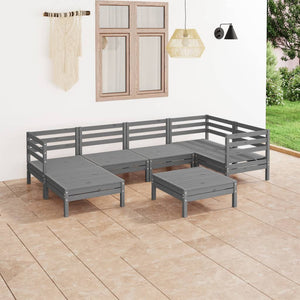 NNEVL 7 Piece Garden Lounge Set Solid Pinewood Grey