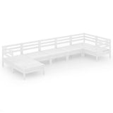 NNEVL 7 Piece Garden Lounge Set Solid Pinewood White