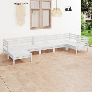 NNEVL 7 Piece Garden Lounge Set Solid Pinewood White