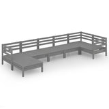 NNEVL 7 Piece Garden Lounge Set Solid Pinewood Grey
