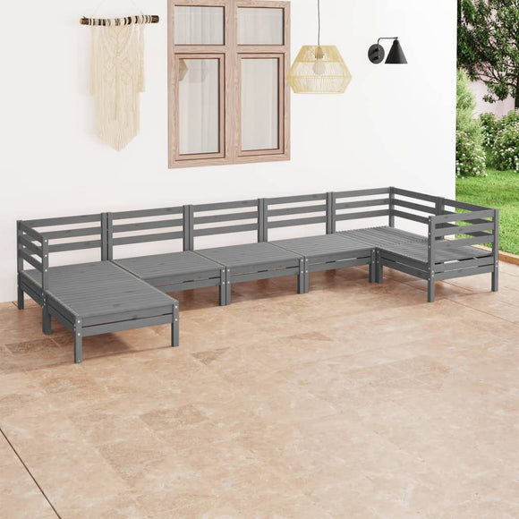 NNEVL 7 Piece Garden Lounge Set Solid Pinewood Grey