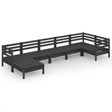 NNEVL 7 Piece Garden Lounge Set Solid Pinewood Black
