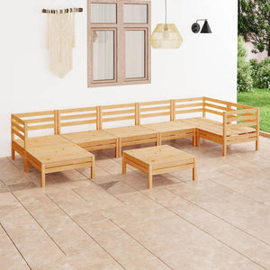 NNEVL 8 Piece Garden Lounge Set Solid Pinewood
