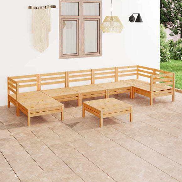 NNEVL 8 Piece Garden Lounge Set Solid Pinewood