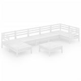 NNEVL 8 Piece Garden Lounge Set Solid Pinewood White