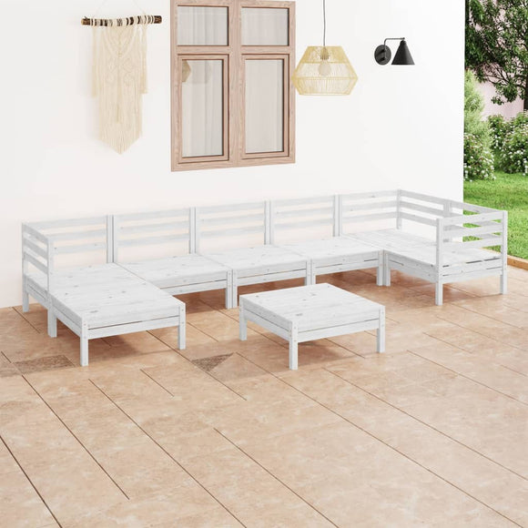 NNEVL 8 Piece Garden Lounge Set Solid Pinewood White