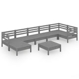 NNEVL 8 Piece Garden Lounge Set Solid Pinewood Grey
