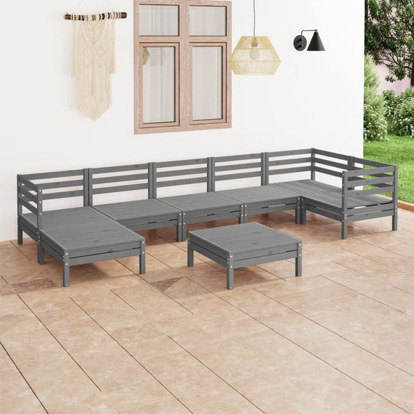 NNEVL 8 Piece Garden Lounge Set Solid Pinewood Grey
