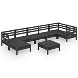 NNEVL 8 Piece Garden Lounge Set Solid Pinewood Black
