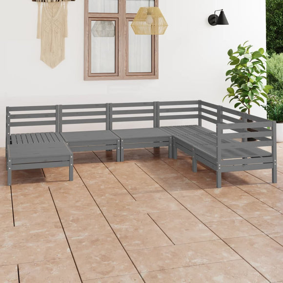 NNEVL 7 Piece Garden Lounge Set Solid Pinewood Grey