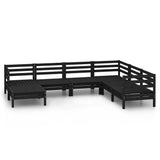 NNEVL 7 Piece Garden Lounge Set Solid Pinewood Black