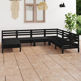 NNEVL 7 Piece Garden Lounge Set Solid Pinewood Black