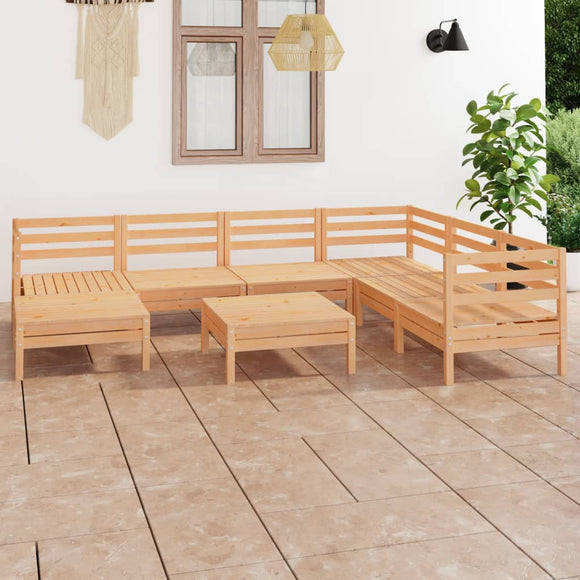 NNEVL 8 Piece Garden Lounge Set Solid Pinewood