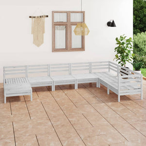 NNEVL 8 Piece Garden Lounge Set Solid Pinewood White