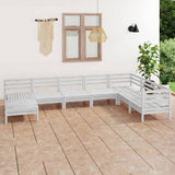 NNEVL 8 Piece Garden Lounge Set Solid Pinewood White