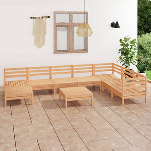 NNEVL 9 Piece Garden Lounge Set Solid Pinewood