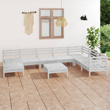 NNEVL 9 Piece Garden Lounge Set Solid Pinewood White