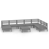 NNEVL 9 Piece Garden Lounge Set Solid Pinewood Grey