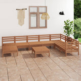 NNEVL 9 Piece Garden Lounge Set Solid Pinewood Honey Brown