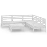 NNEVL 6 Piece Garden Lounge Set Solid Pinewood White