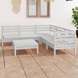 NNEVL 6 Piece Garden Lounge Set Solid Pinewood White
