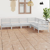 NNEVL 6 Piece Garden Lounge Set Solid Pinewood White