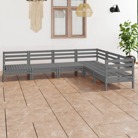 NNEVL 6 Piece Garden Lounge Set Solid Pinewood Grey