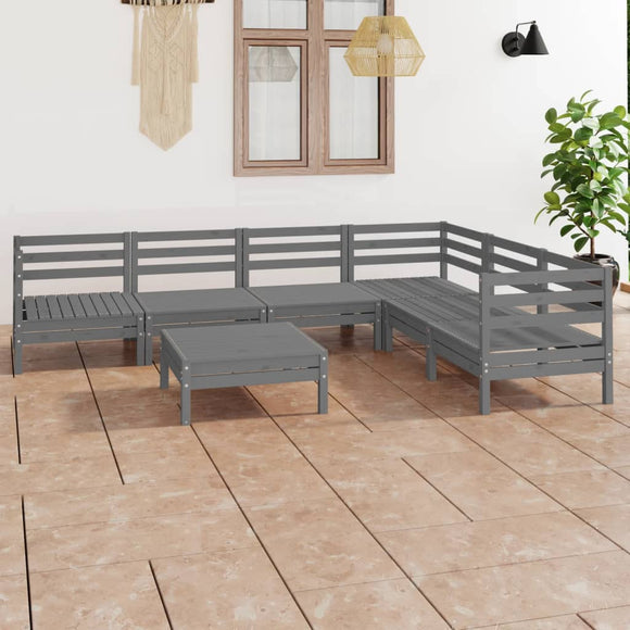 NNEVL 7 Piece Garden Lounge Set Solid Pinewood Grey