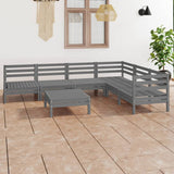 NNEVL 7 Piece Garden Lounge Set Solid Pinewood Grey