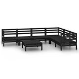 NNEVL 7 Piece Garden Lounge Set Solid Pinewood Black