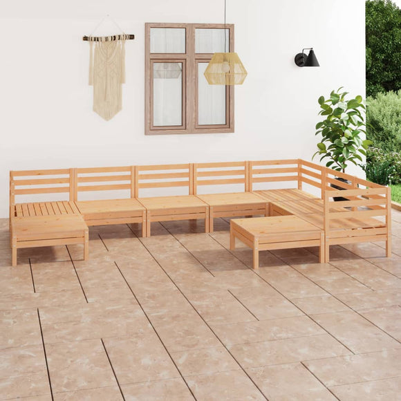 NNEVL 9 Piece Garden Lounge Set Solid Pinewood