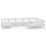 NNEVL 9 Piece Garden Lounge Set Solid Pinewood White
