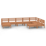 NNEVL 9 Piece Garden Lounge Set Solid Pinewood Honey Brown
