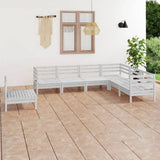 NNEVL 7 Piece Garden Lounge Set Solid Pinewood White