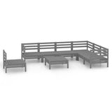 NNEVL 8 Piece Garden Lounge Set Solid Pinewood Grey