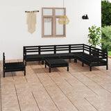 NNEVL 8 Piece Garden Lounge Set Solid Pinewood Black