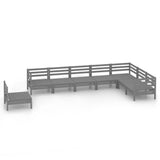 NNEVL 8 Piece Garden Lounge Set Solid Pinewood Grey