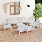 NNEVL 10 Piece Garden Lounge Set Solid Pinewood White