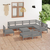 NNEVL 10 Piece Garden Lounge Set Solid Pinewood Grey