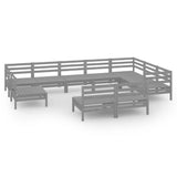 NNEVL 10 Piece Garden Lounge Set Solid Pinewood Grey