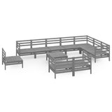NNEVL 11 Piece Garden Lounge Set Solid Pinewood Grey