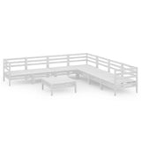 NNEVL 8 Piece Garden Lounge Set Solid Pinewood White