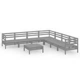 NNEVL 8 Piece Garden Lounge Set Solid Pinewood Grey